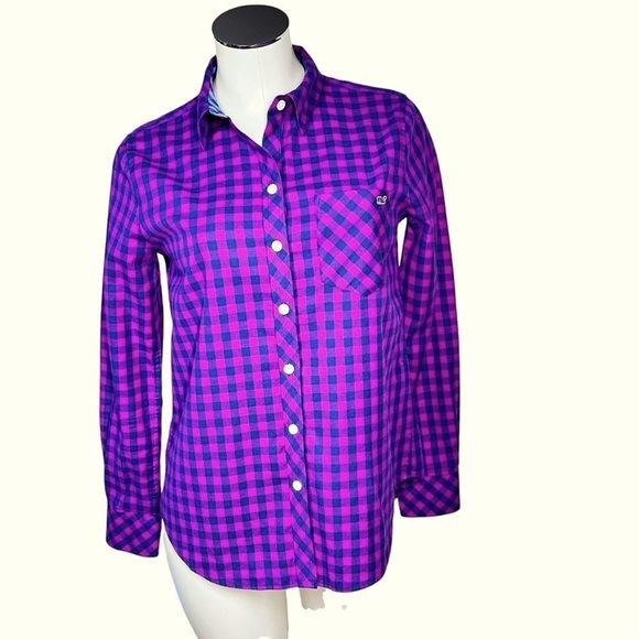 VINEYARD VINES with Cashmere Pink Blue Gingham Plaid Button-Up Shirt Women's S - Picture 5 of 16